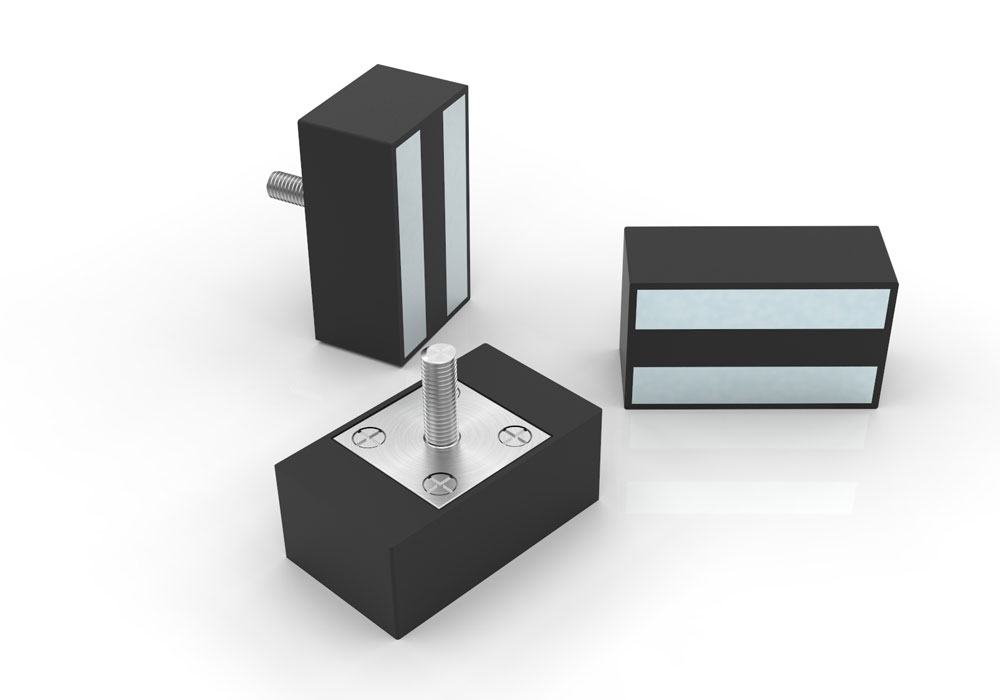 Rectangular NdFeB Rubber Coated Magnet with Threaded Stud