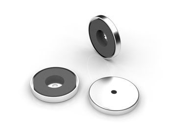 Ferrite Flat Pot Magnet with Mounting Hole